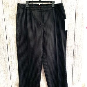 Anne Klein Black Pinstripe Straight Leg Pants